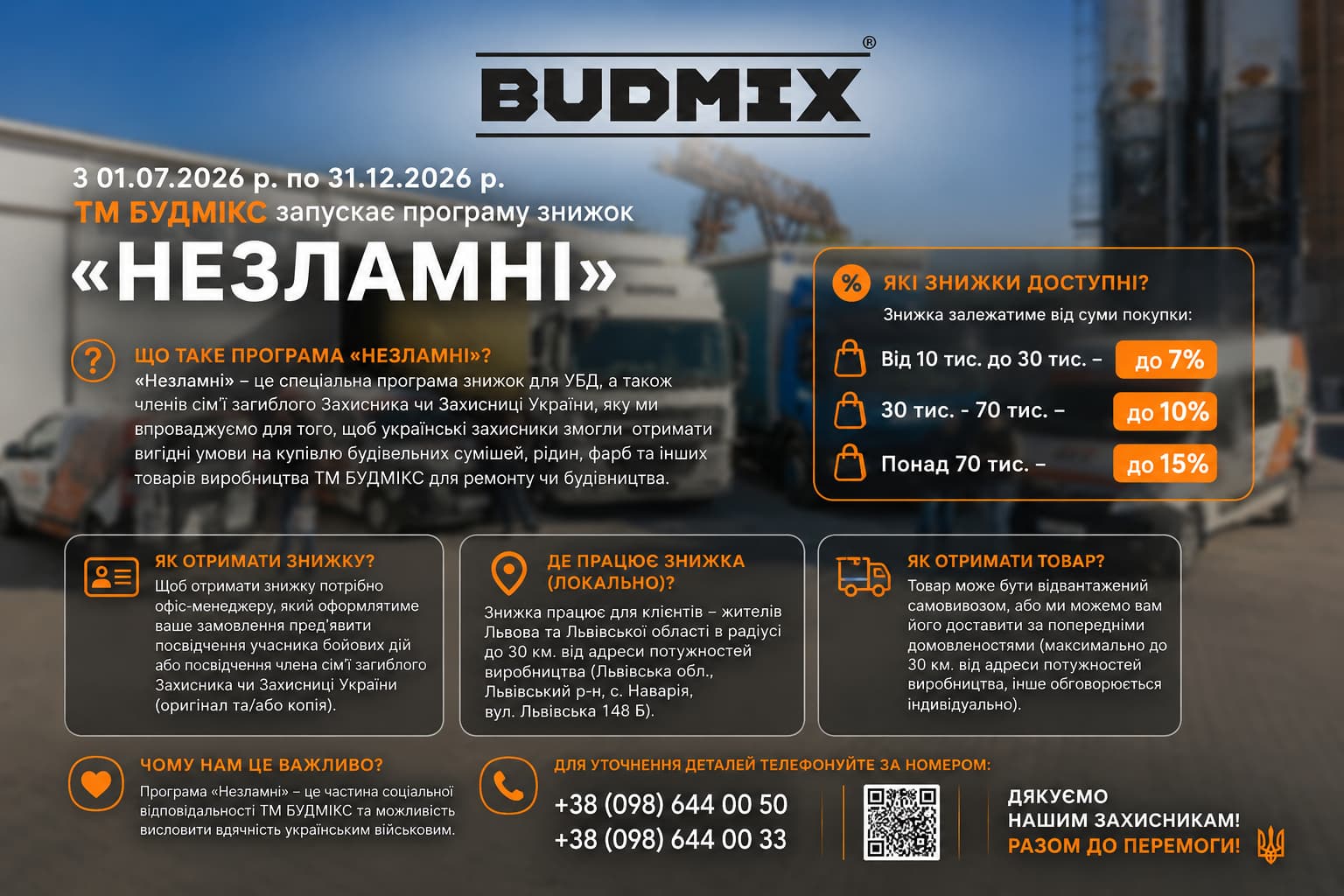 Програма знижок «Незламні» від BUDMIX